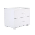 Bedside Table Side Storage Cabinet Nightstand Bedroom 2 Drawer Legs ETTA WHITE - Furniture > Bedroom