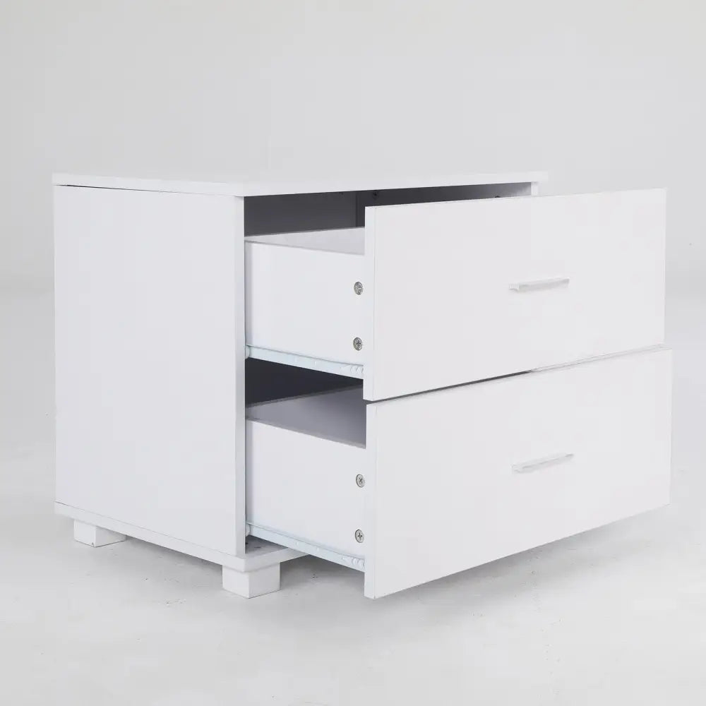 Bedside Table Side Storage Cabinet Nightstand Bedroom 2 Drawer Legs ETTA WHITE - Furniture > Bedroom