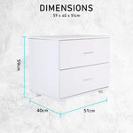 Bedside Table Side Storage Cabinet Nightstand Bedroom 2 Drawer Legs ETTA WHITE - Furniture > Bedroom