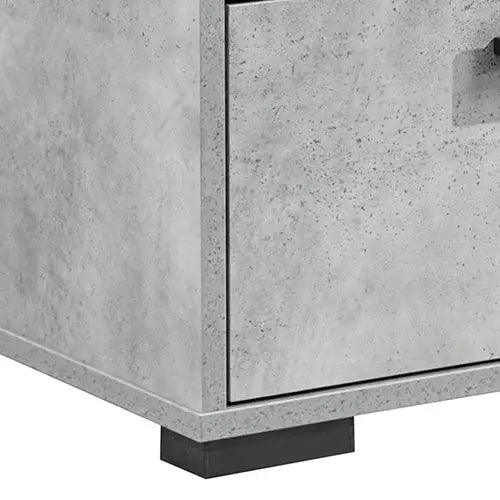 Bedside Table with 2 Storage Drawers MDF Combination of Black & Cement Colour Nightstand - Furniture > Bedroom > Beds &