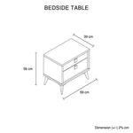 Bedside Table with 2 Storage Drawers MDF Combination of Champagne and Black Colour Nightstand - Furniture > Bedroom >