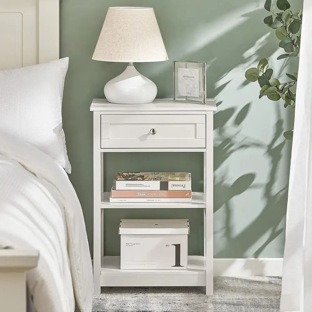 Bedside Table with Drawer Shelves - Home & Garden > Decor