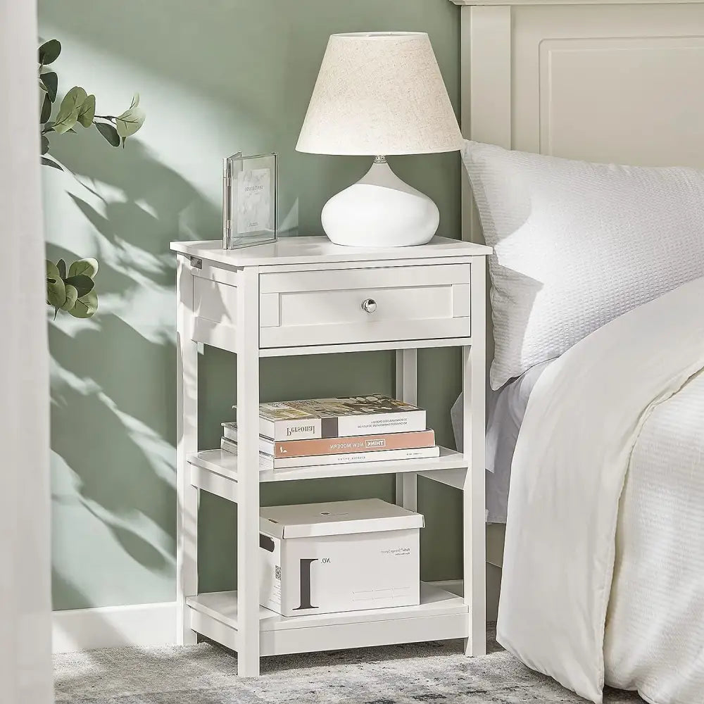 Bedside Table with Drawer Shelves - Home & Garden > Decor