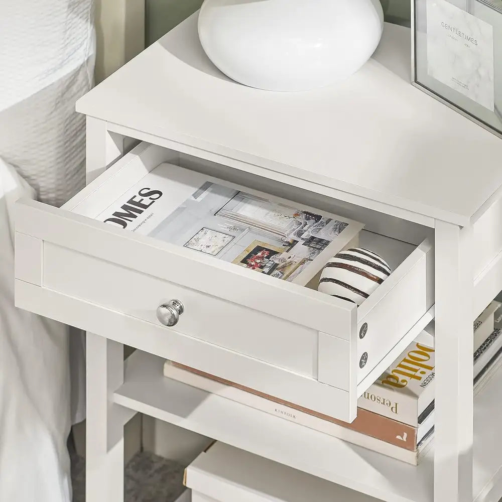 Bedside Table with Drawer Shelves - Home & Garden > Decor