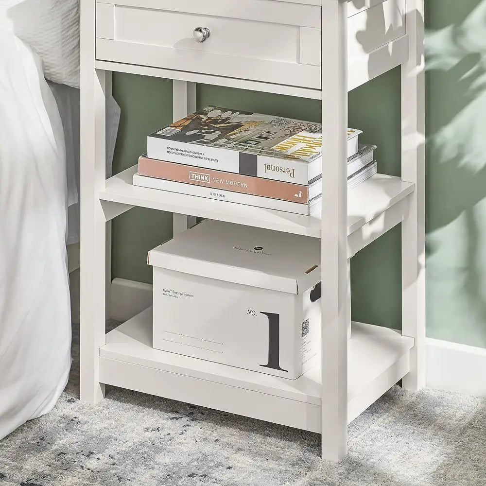 Bedside Table with Drawer Shelves - Home & Garden > Decor