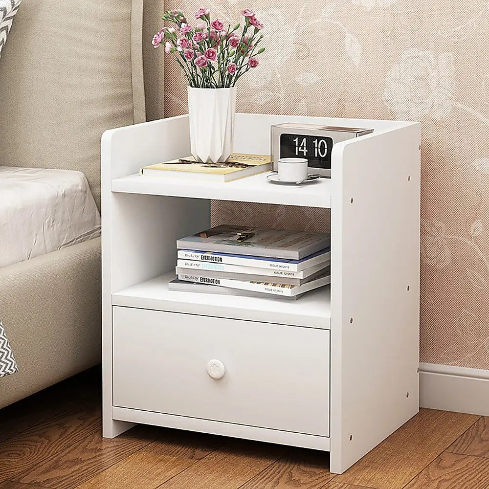 Bedside Tables Drawers Side Table Bedroom Furniture Nightstand White Unit - Furniture > Office