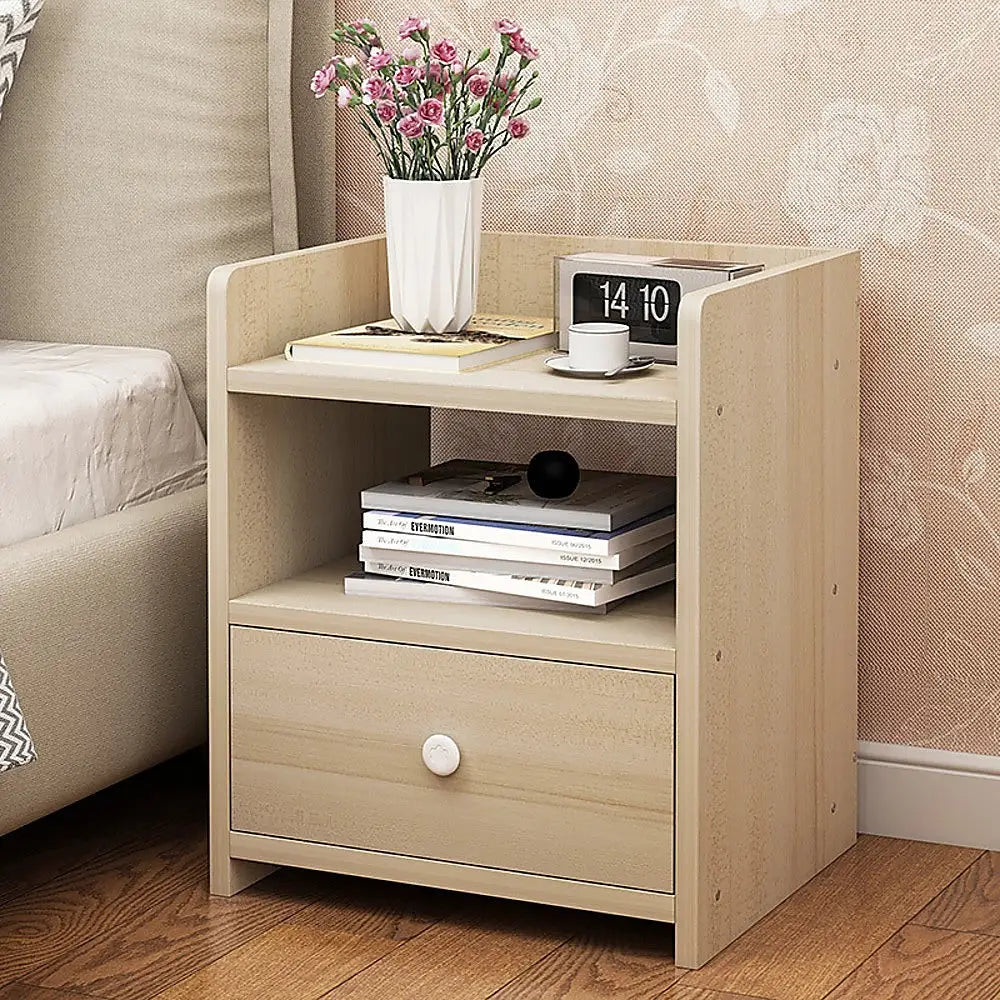 Bedside Tables Drawers Side Table Bedroom Furniture Nightstand Wood Unit - Furniture > Office