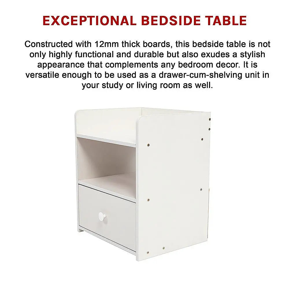 Bedside Tables Side Table Nightstand Storage Drawer Shelf Bedroom - Furniture > Office