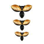 Bee Shape Wall Mounted Black Gold Candle Holders - Set of 3 - Home & Garden > Decor