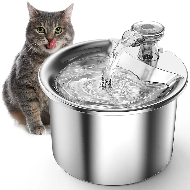 Beginner Package Stainless Steel Pet Water Fountain with Automatic Power-Off -Plug Not Included - Pet Care > Cat