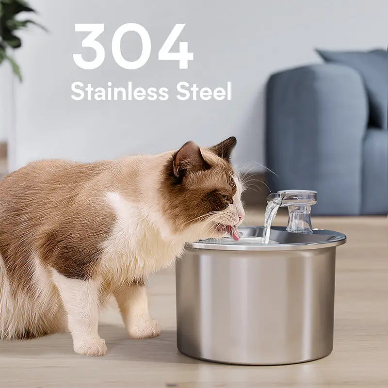 Beginner Package Stainless Steel Pet Water Fountain with Automatic Power-Off -Plug Not Included - Pet Care > Cat