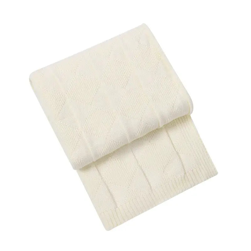 Beige Cozy Lightweight Acrylic Knit Throw Blanket - Diamond Waffle Texture for Sofa Bed & Travel - Home & Garden >