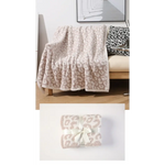 Beige Luxurious Leopard Print Knit Throw Blanket - Ultra-Soft Jacquard Plush for Sofa Bed & Cozy Comfort (130x150cm)