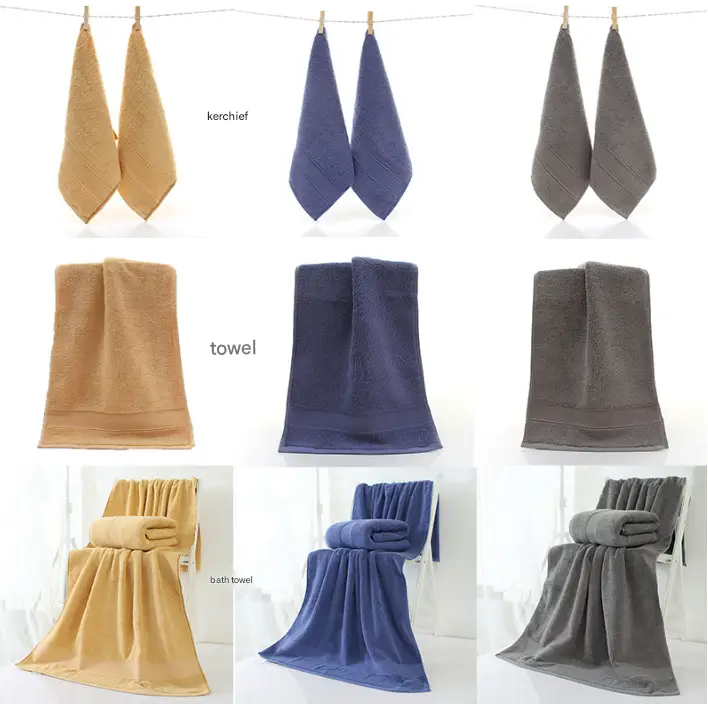 Beige Luxury 100% Cotton Towel Set - 3-Piece Combed Cotton Bath Towel Set - Home & Garden > Bathroom Accessories > Bath