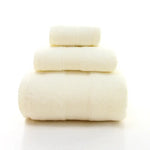 Beige Luxury 100% Cotton Towel Set - 3-Piece Combed Cotton Bath Towel Set - Home & Garden > Bathroom Accessories > Bath