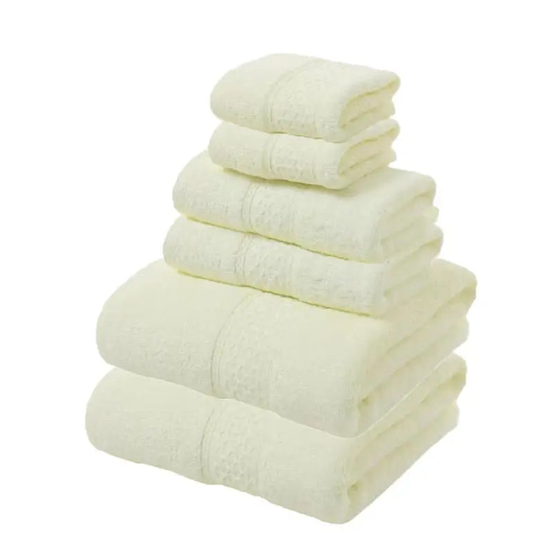 Beige Luxury 6-Piece 100% Cotton Towel Set - 2 Bath Towels 2 Hand Towels 2 Face Towels - Home & Garden > Bathroom