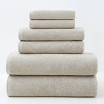 Beige Premium Cotton Towel Set - 6 Pieces Soft & Absorbent Bath Towels for Adults - Home & Garden > Bathroom