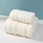 Beige Premium Soft Cotton Towels Set Absorbent Quick-Dry Comfortable and Durable Available in Multiple Colors - Home &