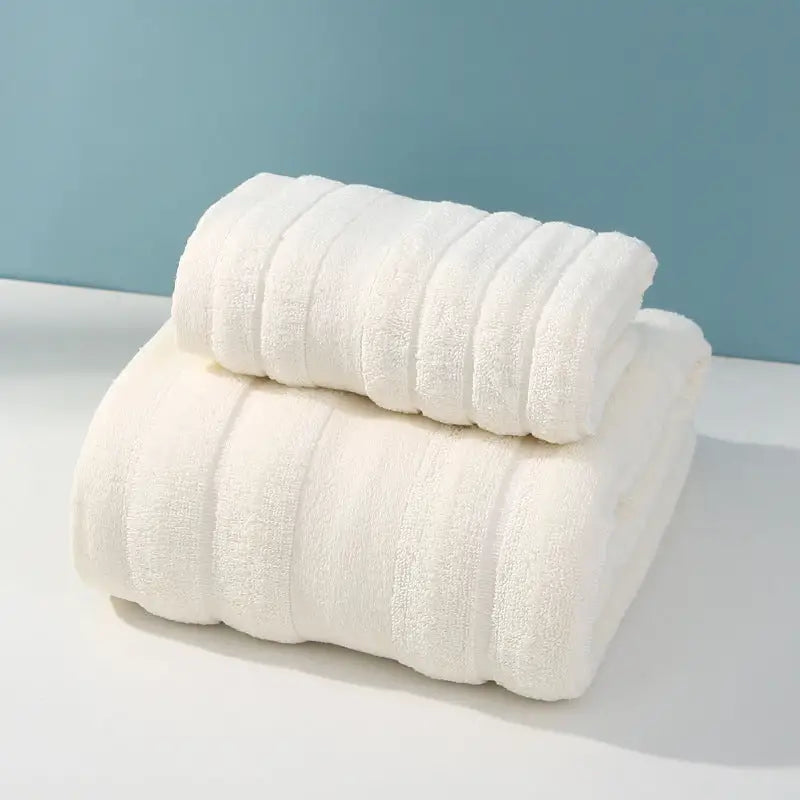 Beige Premium Soft Cotton Towels Set Absorbent Quick-Dry Comfortable and Durable Available in Multiple Colors - Home &