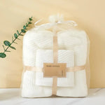 Beige Solid Color Diagonal Stripe Towel Set – Luxurious Bath and Hand Towels for Home Use Bath towel 140*70cm face