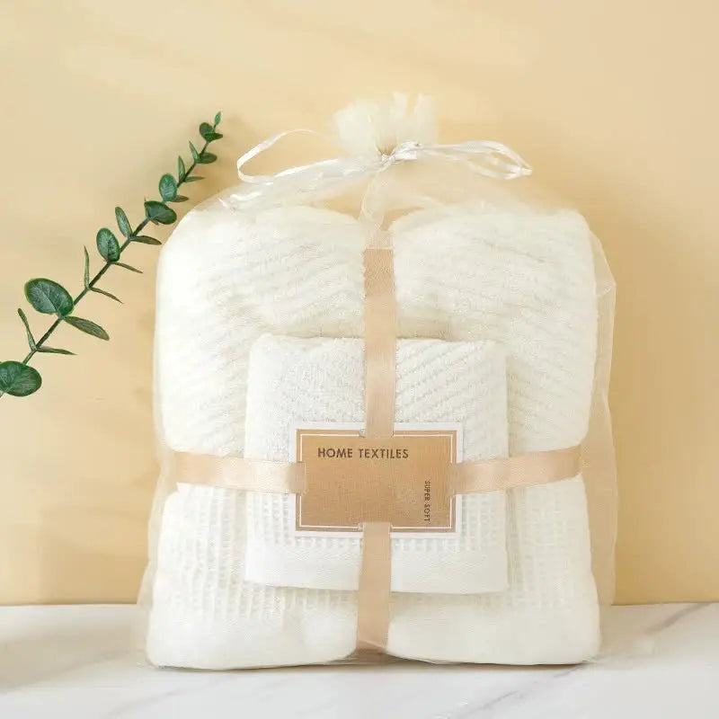 Beige Solid Color Diagonal Stripe Towel Set – Luxurious Bath and Hand Towels for Home Use Bath towel 140*70cm face