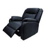 Bella 1 Seater Electric Recliner Genuine Leather Upholstered Lounge - Black - Furniture > Bar Stools & Chairs > Arm