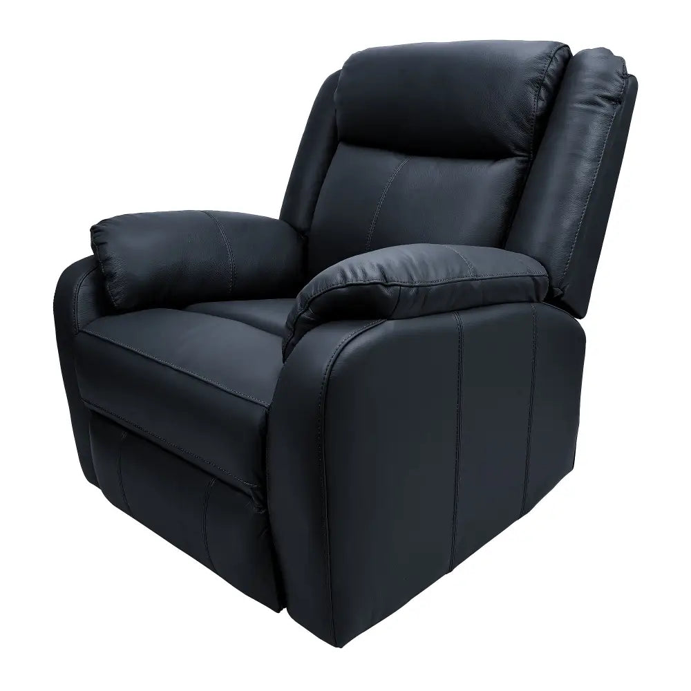 Bella 1 Seater Electric Recliner Genuine Leather Upholstered Lounge - Black - Furniture > Bar Stools & Chairs > Arm