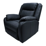 Bella 1 Seater Electric Recliner Genuine Leather Upholstered Lounge - Black - Furniture > Bar Stools & Chairs > Arm
