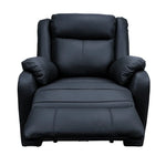 Bella 1 Seater Electric Recliner Genuine Leather Upholstered Lounge - Black - Furniture > Bar Stools & Chairs > Arm