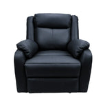 Bella 1 Seater Electric Recliner Genuine Leather Upholstered Lounge - Black - Furniture > Bar Stools & Chairs > Arm
