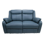 Bella 2 Seater Electric Recliner Genuine Leather Upholstered Lounge - Blue - Furniture > Bar Stools & Chairs > Arm