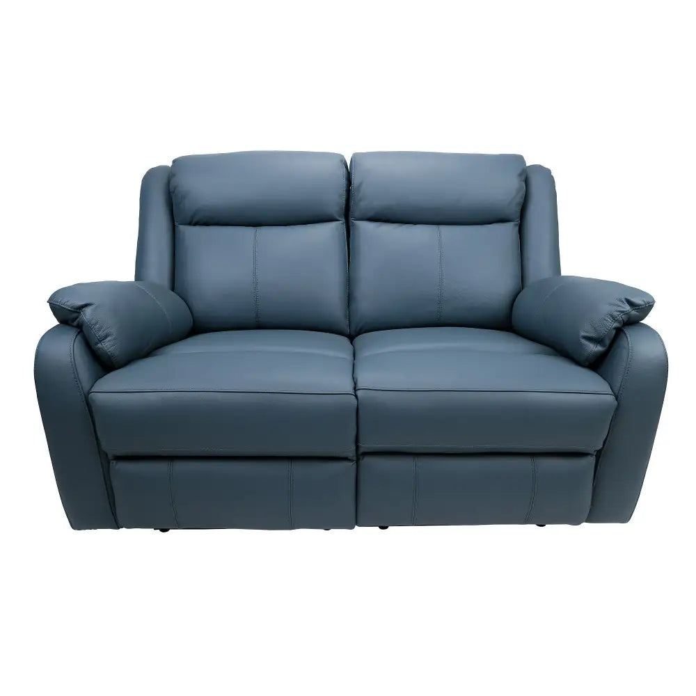 Bella 2 Seater Electric Recliner Genuine Leather Upholstered Lounge - Blue - Furniture > Bar Stools & Chairs > Arm