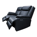 Bella 2 Seater Electric Recliner Genuine Leather Upholstered Lounge - Black - Furniture > Sofas