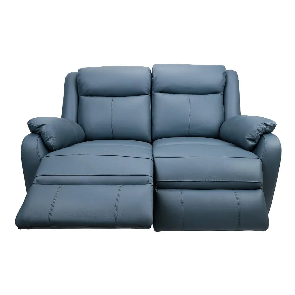Bella 2 Seater Electric Recliner Genuine Leather Upholstered Lounge - Blue - Furniture > Bar Stools & Chairs > Arm
