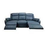 Bella 3 Seater Electric Recliner Genuine Leather Upholstered Lounge - Blue - Furniture > Sofas