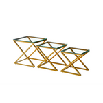 Bella Set of 3 Gold Side Table - Clear Glass - Furniture > Living Room > Side Tables