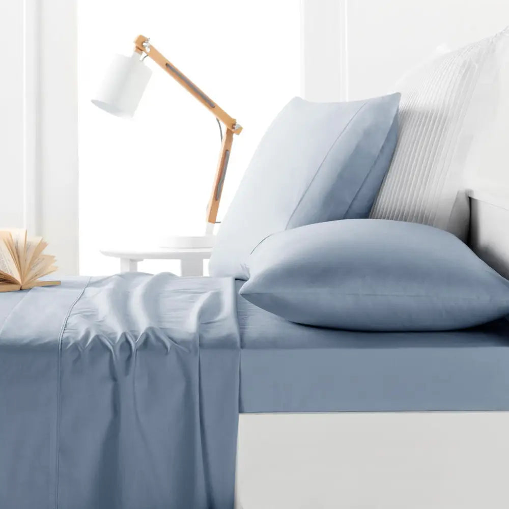 Belmondo 225TC Sheet Set French Blue - Queen - Home & Garden > Bedding