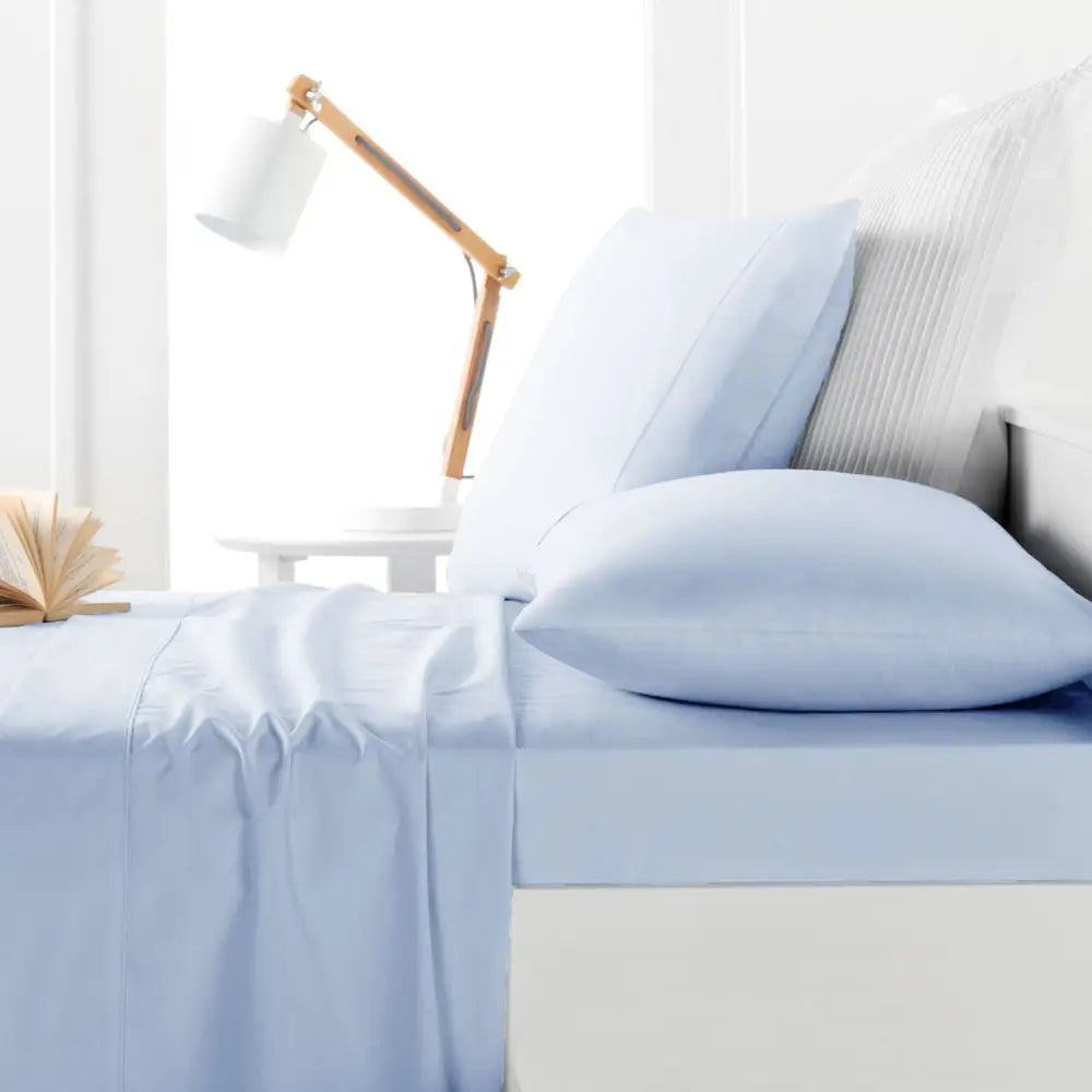 Belmondo 225TC Sheet Set Light Blue - King - Home & Garden > Bedding