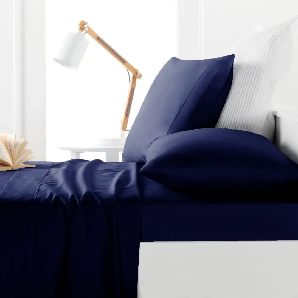 Belmondo 225TC Sheet Set Navy - Double - Home & Garden > Bedding