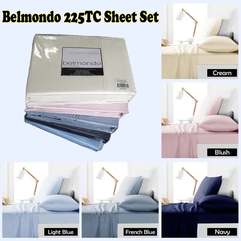 Belmondo 225TC Sheet Set Navy - Double - Home & Garden > Bedding