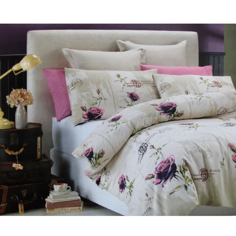 Belmondo French Rose Easy Care Quilt Cover Set King - Home & Garden > Bedding