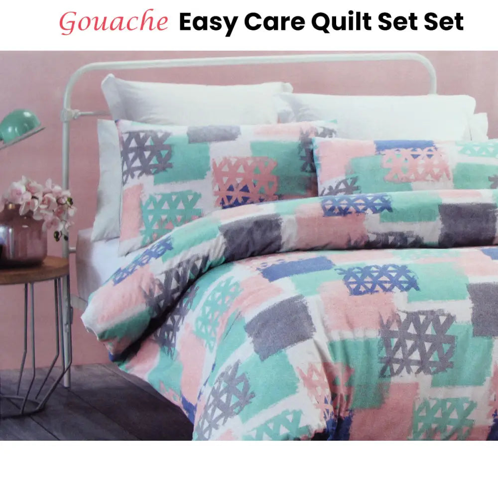 Belmondo Gouache Niro Easy Care Quilt Cover Set Queen - Home & Garden > Bedding