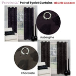 Belmondo Provincial Pair of Eyelet unlined Jacquard Curtains 120 x 220cm each Aubergine - Home & Garden > Curtains