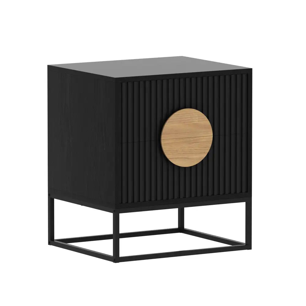Belmonte Fluted Bedside Table in Black - Furniture > Living Room