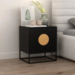 Belmonte Fluted Bedside Table in Black - Furniture > Living Room