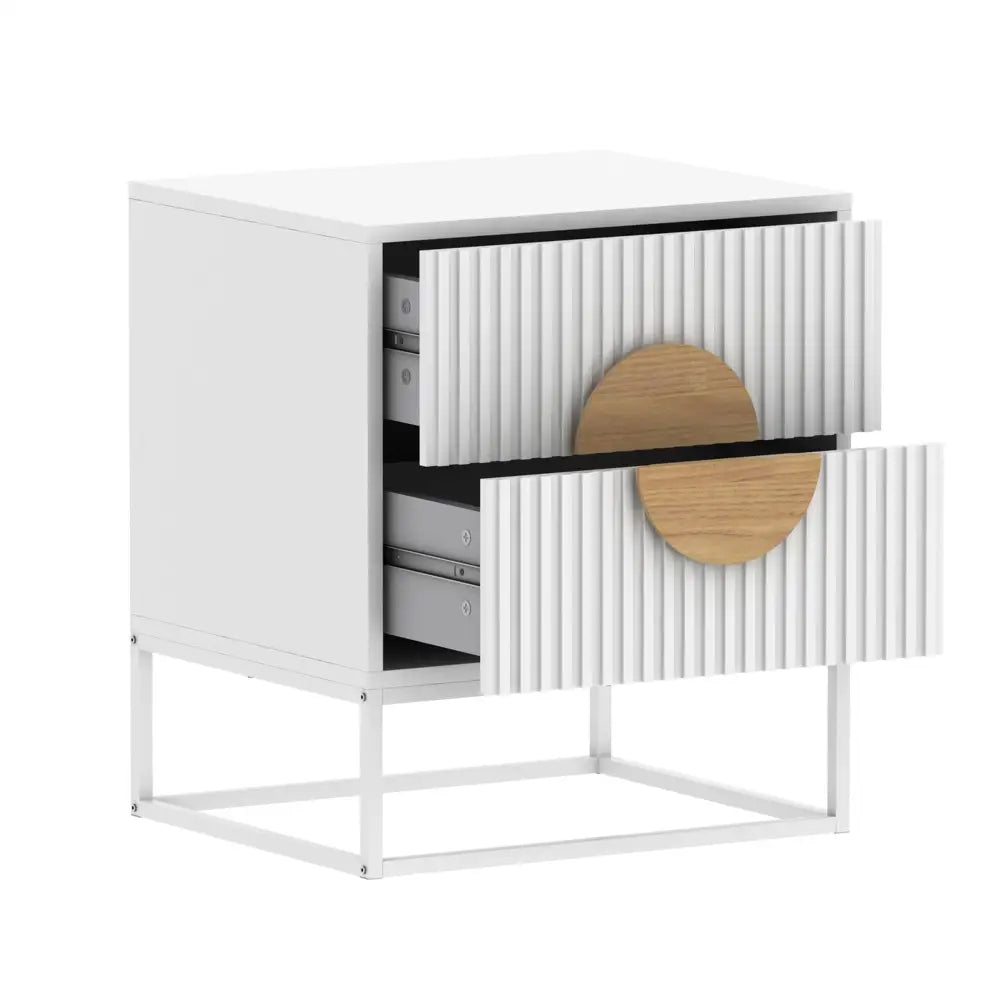Belmonte Fluted Bedside Table in White - Furniture > Bedroom > Bedside Tables