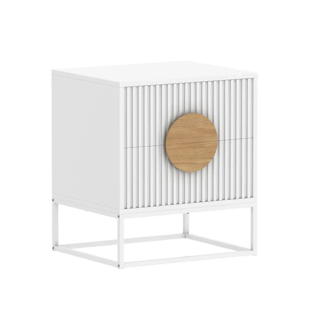 Belmonte Fluted Bedside Table in White - Furniture > Bedroom > Bedside Tables