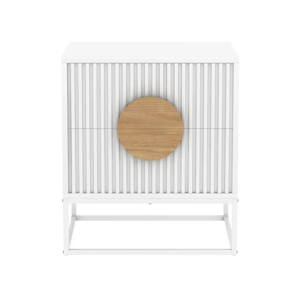 Belmonte Fluted Bedside Table in White - Furniture > Bedroom > Bedside Tables