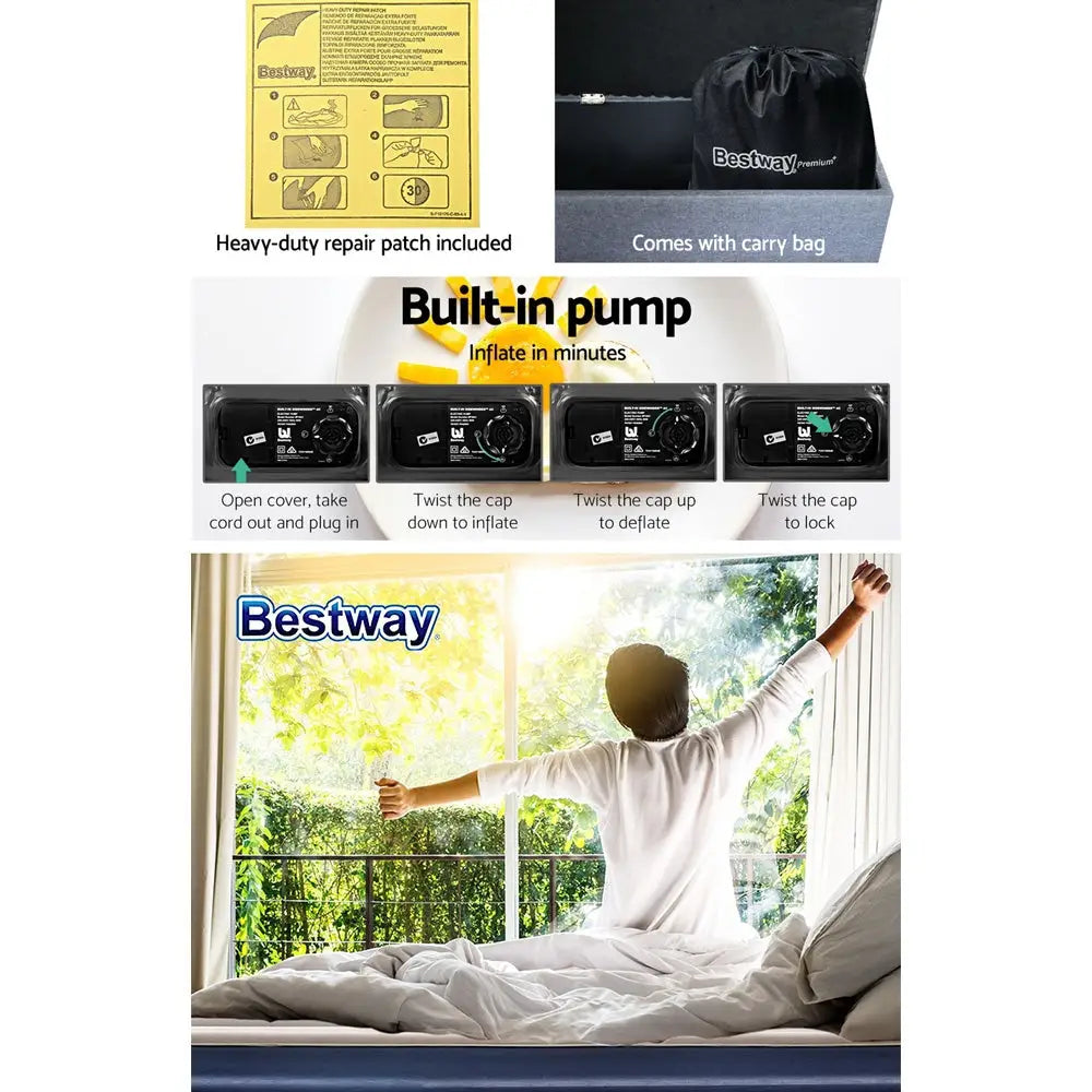 Bestway Air Mattress King Inflatable Bed 56cm Airbed Blue - Home & Garden > Inflatable Mattress