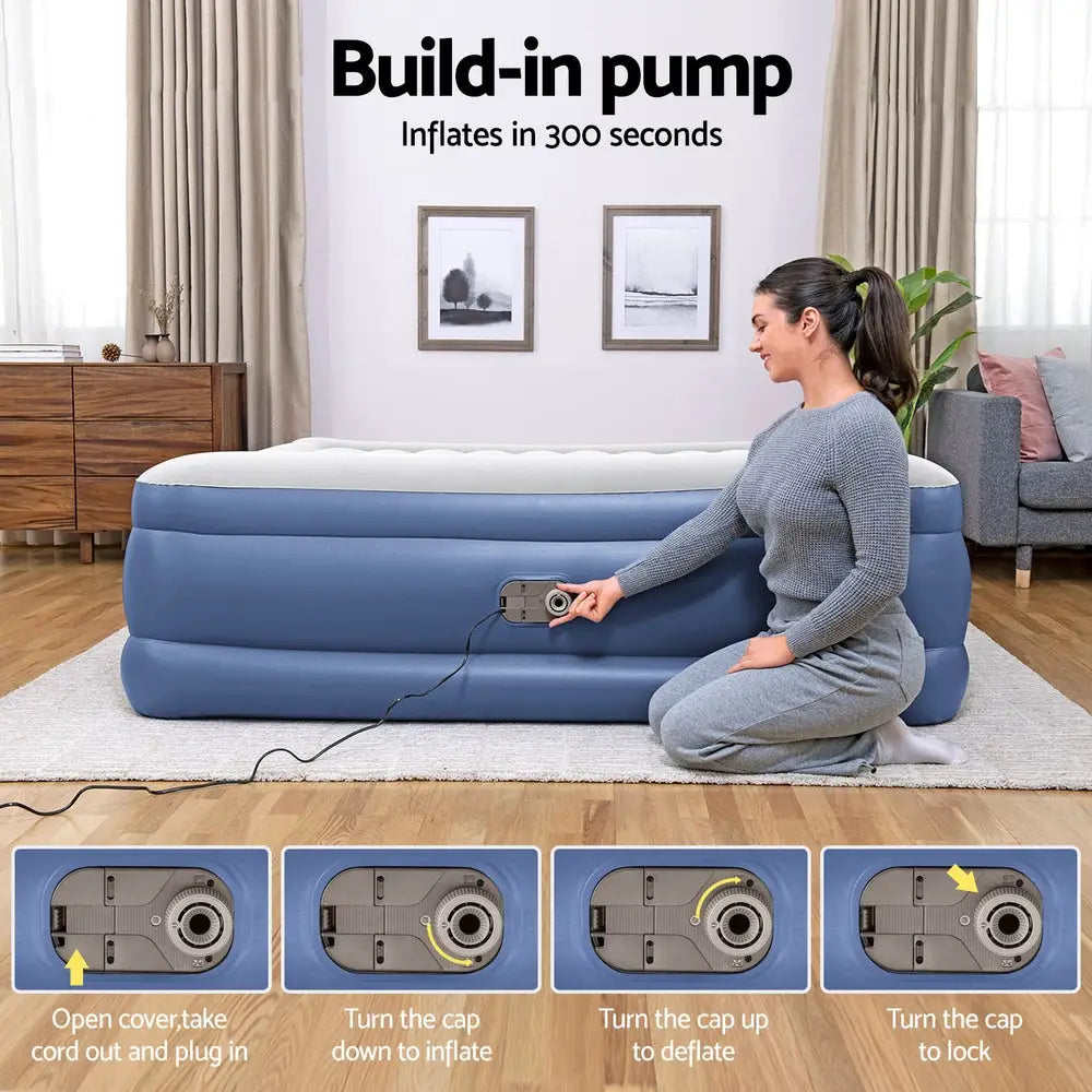 Bestway Air Mattress King Inflatable Bed 56cm Airbed Blue - Home & Garden > Inflatable Mattress